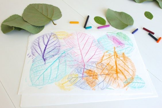 A kids' classic... leaf rubbing collages!